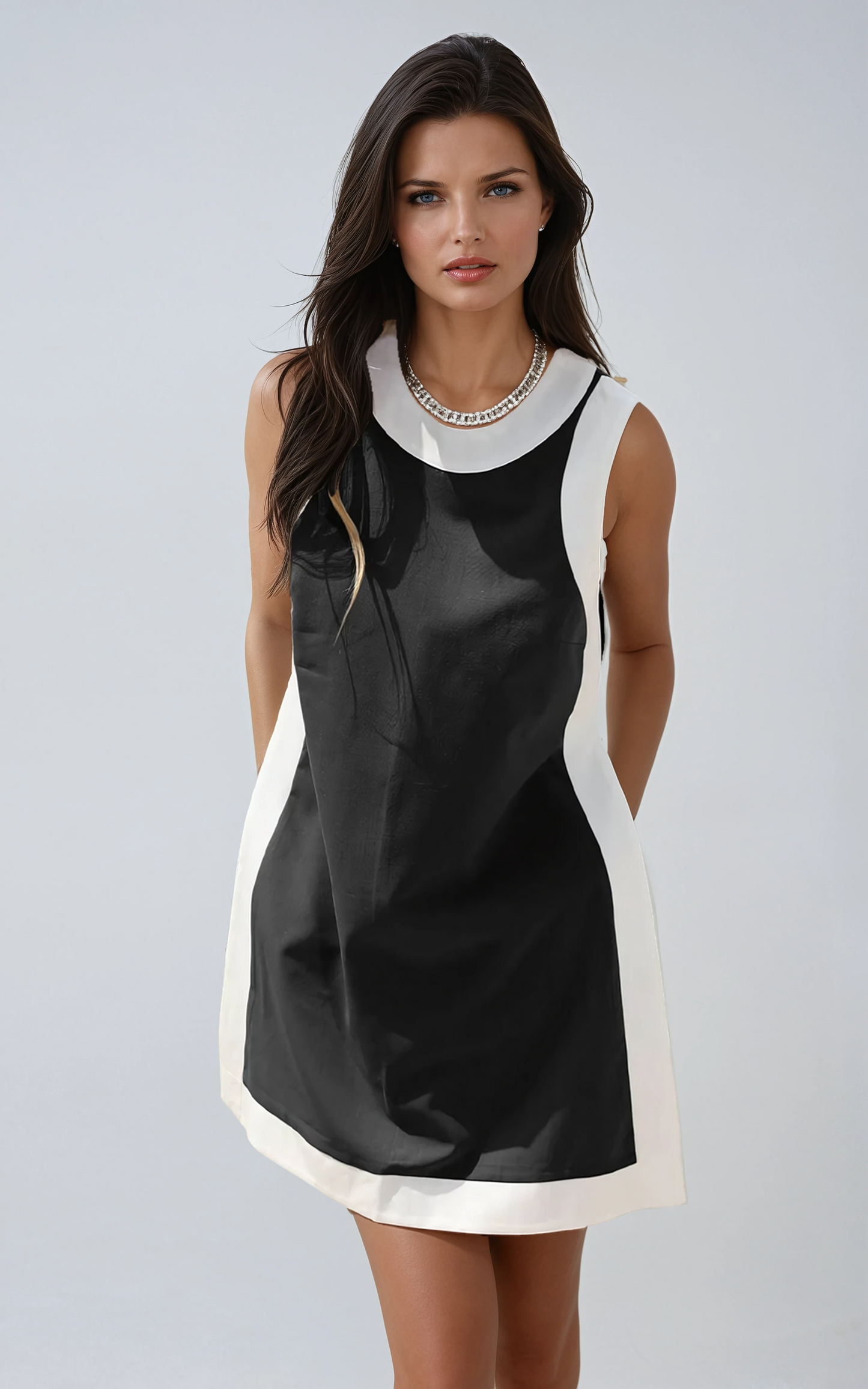 Minimalist High-Slit Colorblock Set with Shorts