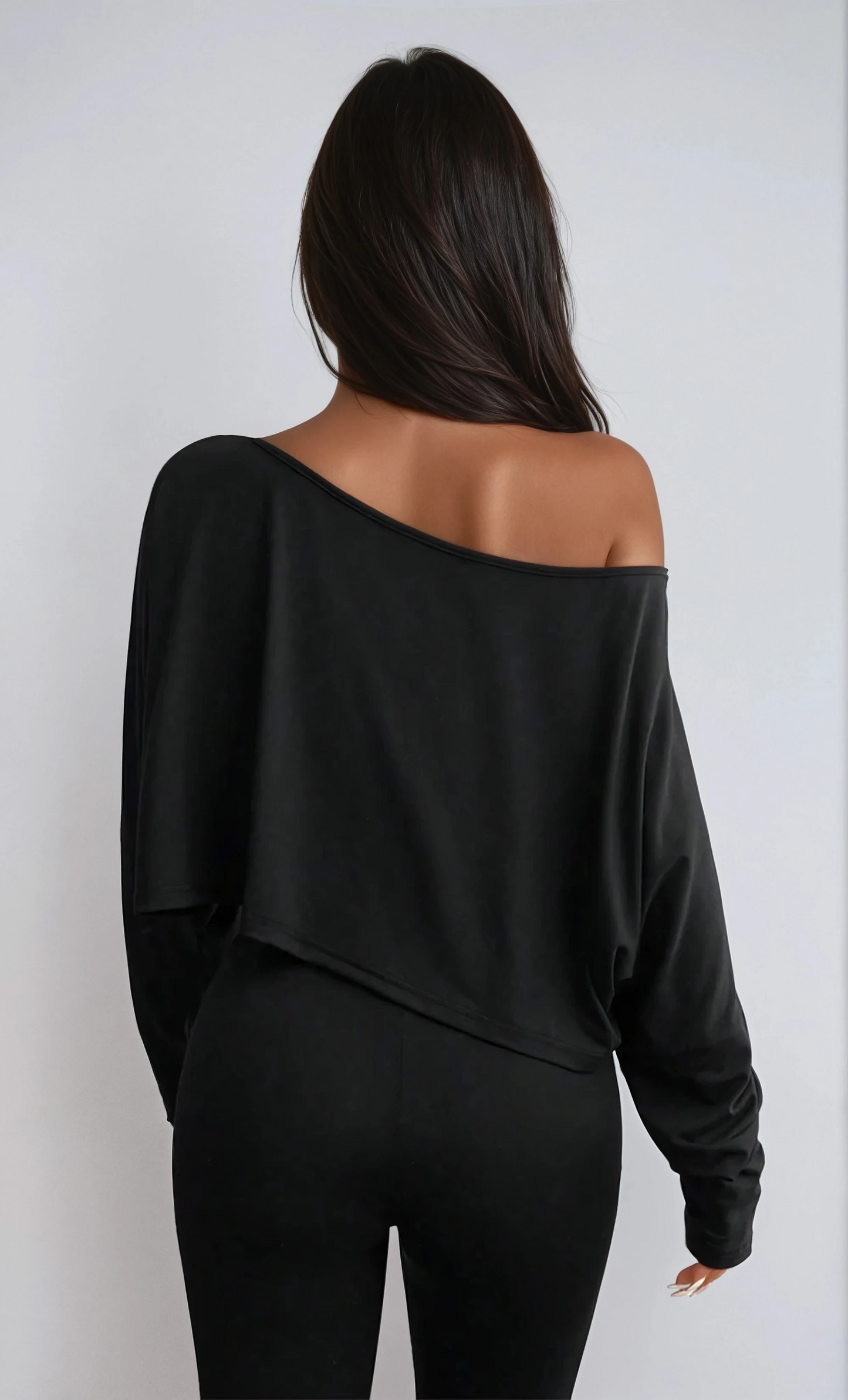 Missklara Casual Off-Shoulder Lange Mouw Asymmetrische Crop Top