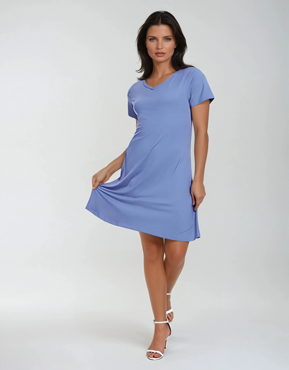 Casual V-Neck T-Shirt Dress with Pockets