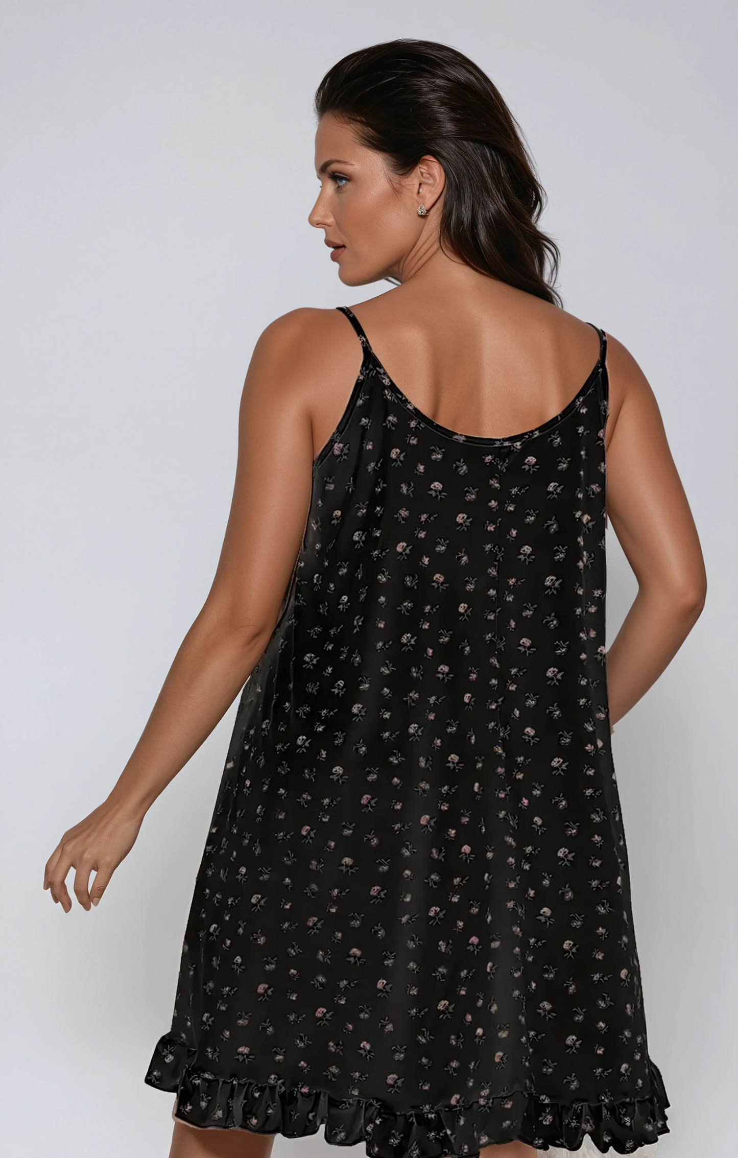 Ditsy Floral Lace-Trimmed Cami Sleep Dress