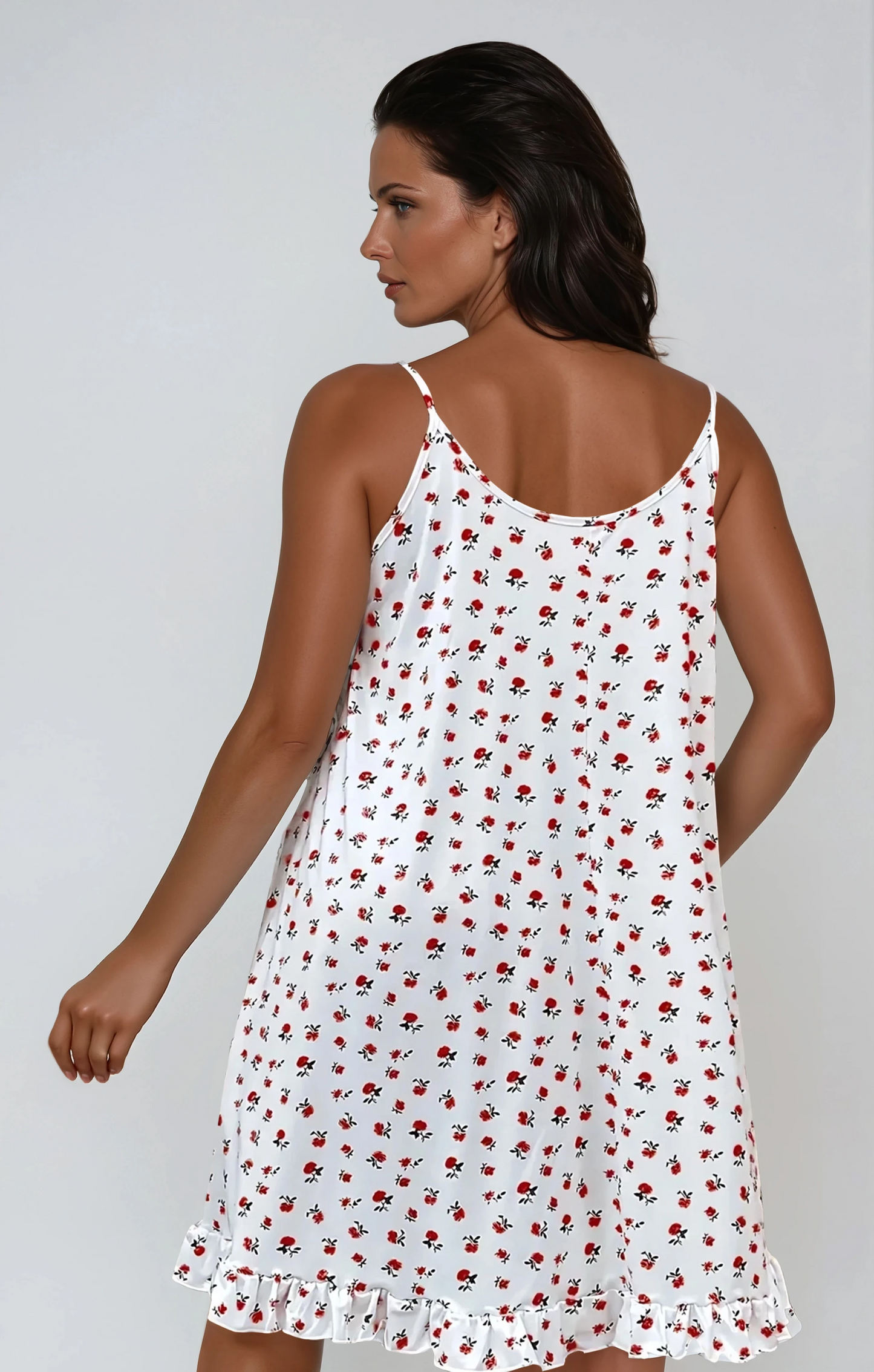 Ditsy Floral Lace-Trimmed Cami Sleep Dress