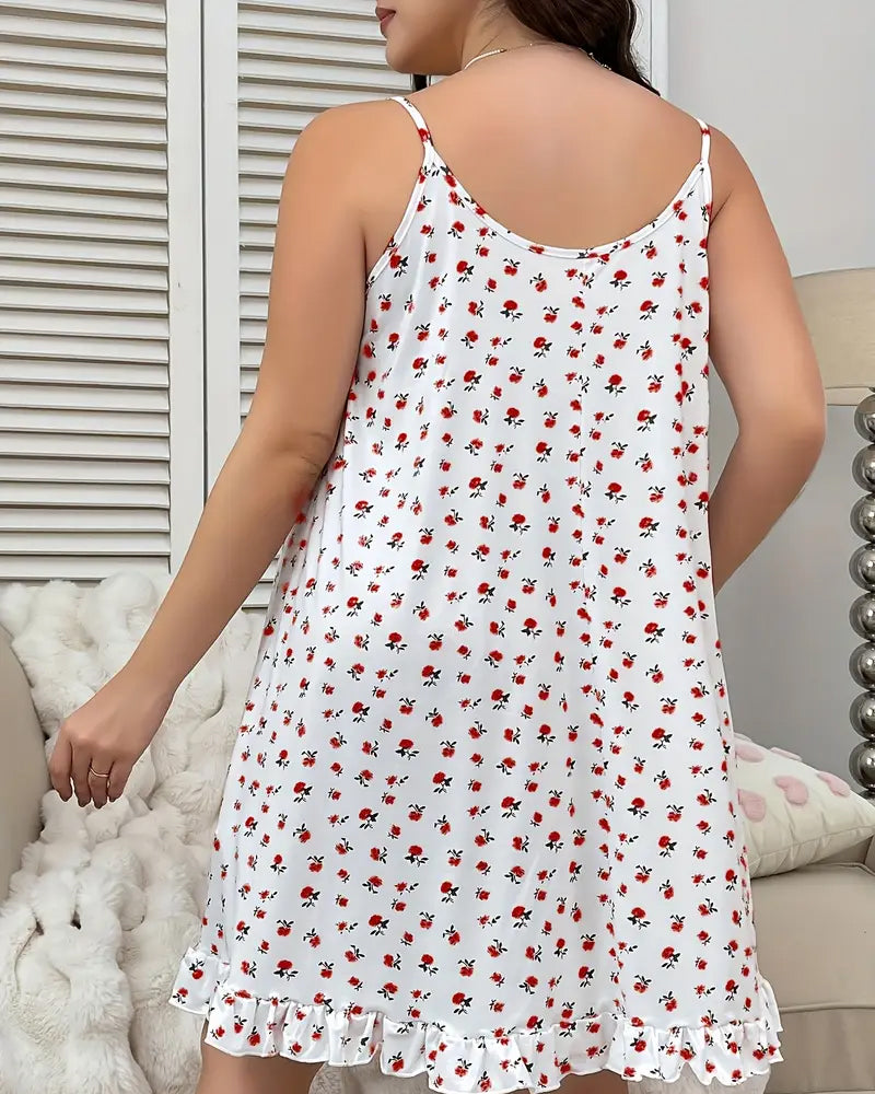 Ditsy Floral Lace-Trimmed Cami Sleep Dress