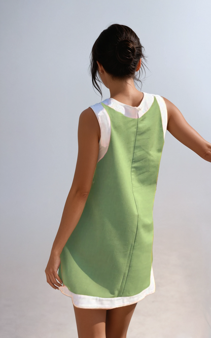 Minimalist High-Slit Colorblock Set with Shorts