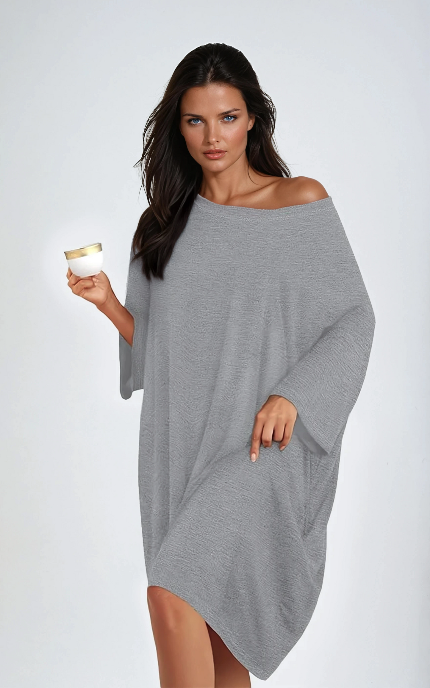 Missklara Plus-Size Oversized Nachtshirt met Zakken
