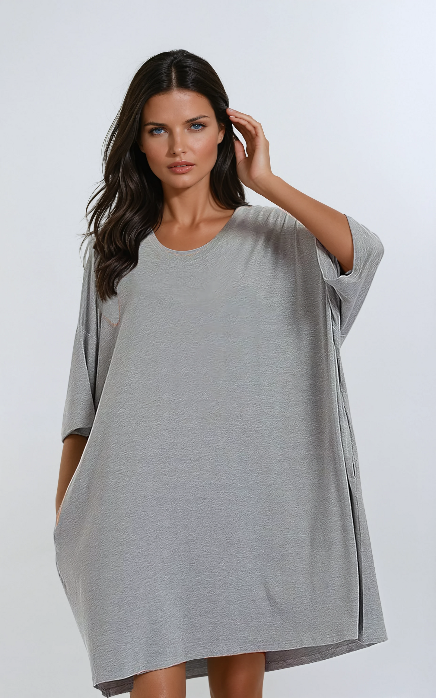 Missklara Plus-Size Oversized Nachtshirt met Zakken
