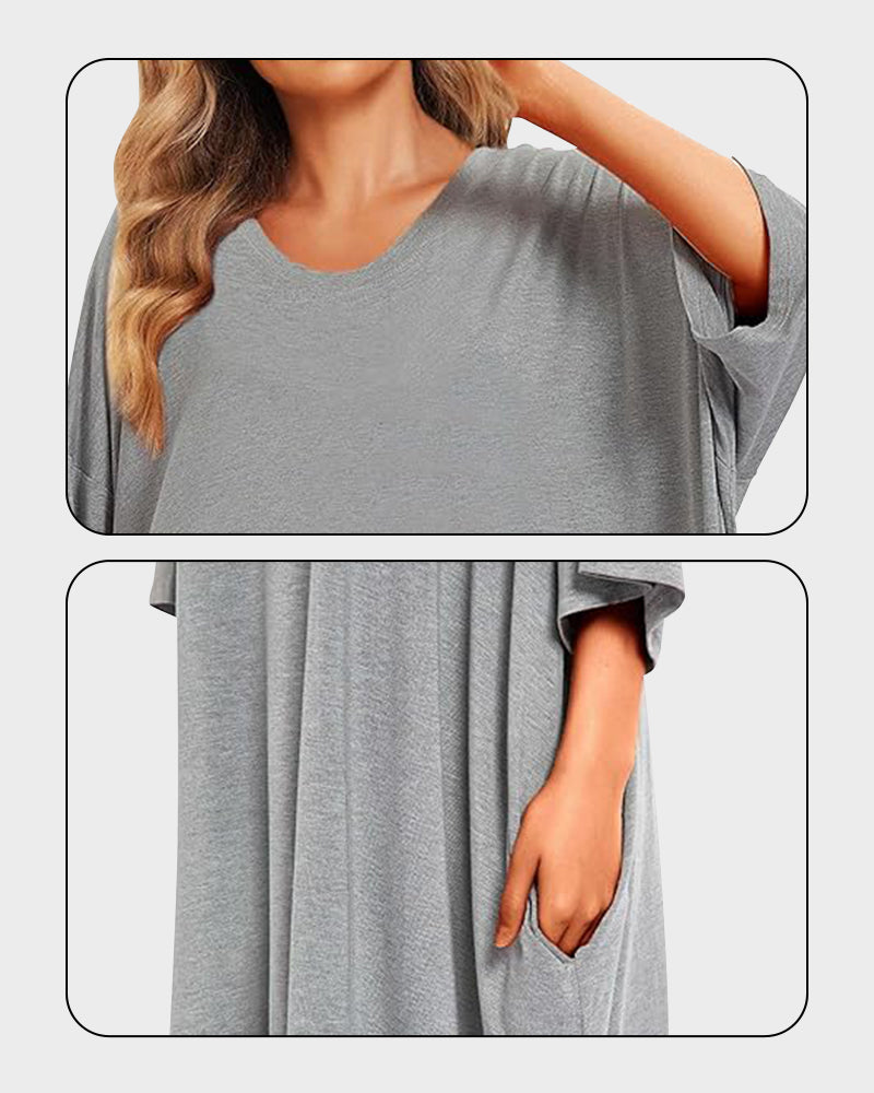 Missklara Plus-Size Oversized Nachtshirt met Zakken
