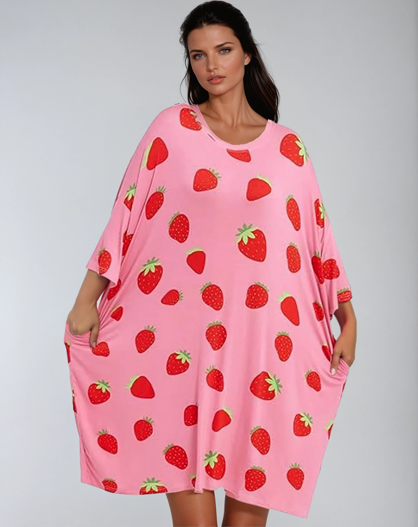 Missklara Plus-Size Oversized Nachtshirt met Zakken