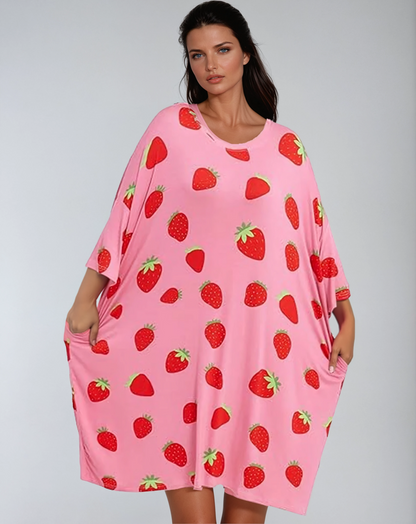 Missklara Plus-Size Oversized Nachtshirt met Zakken